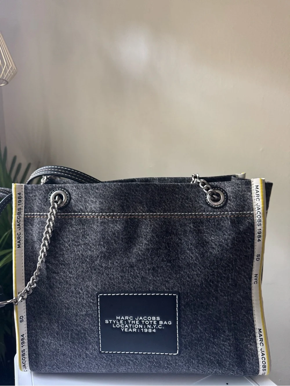 Marc Jacob’s The Denim Chain Medium Black Wash Tote Bag